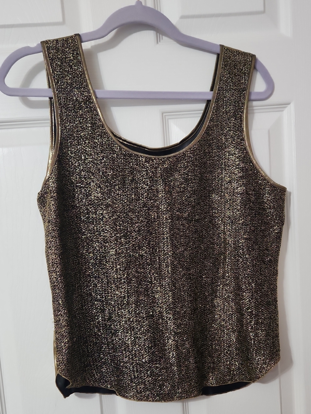 80s Vintage Metallic Gold Scoop Neck Women's Tank Top
